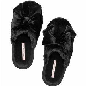 New Victoria Secret velvet bow slippers.